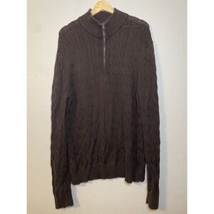 Banana Republic Sweater Mens Large Brown 1/4 Zip Pullover Long Sleeve Cable Knit